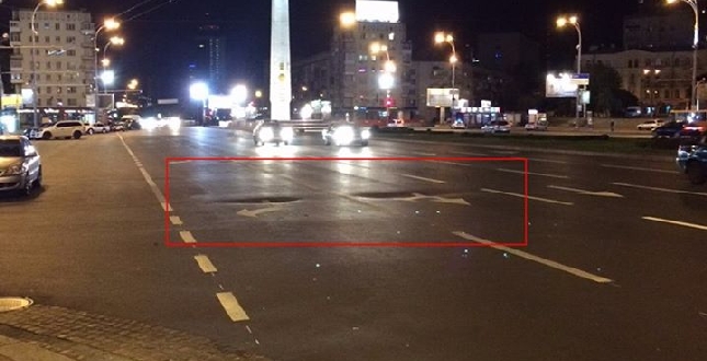 Київавтодор з'ясовує причини просідання асфальтобетонного покриття на площі Перемоги
